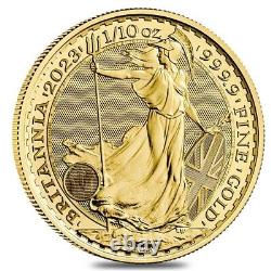 Lot of 5 2023 Great Britain 1/10 oz Gold Britannia Coin. 9999 Fine BU