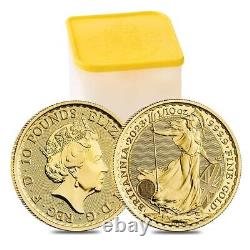 Lot of 5 2023 Great Britain 1/10 oz Gold Britannia Coin. 9999 Fine BU
