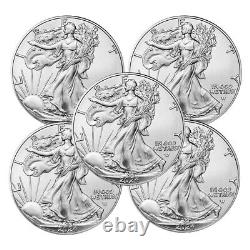 Lot of 5 2024 American Silver Eagle $1 Coin 1 oz. 999 Fine Silver BU