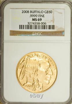 Lot of 9 2008 Gold Buffalo $50.9999 Fine NGC MS70 MS69