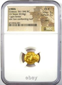 Lydia Kroisos Gold AV Stater Croesus Lion Coin 561 BC. Certified NGC Choice Fine