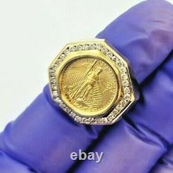 MEN`S 1/10 oz Fine Gold Liberty Coin in 14k Yellow Gold Ring 14.5 gr / Size 9.5
