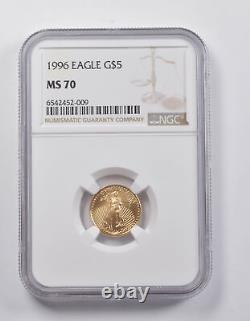 MS70 1996 $5 American Gold Eagle 1/10 Oz. 999 Fine Gold NGC 3993