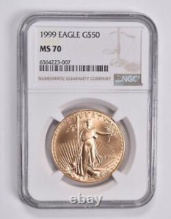 MS70 1999 $50 American Gold Eagle 1 Oz. 999 Fine Gold NGC 3721