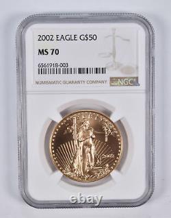 MS70 2002 $50 American Gold Eagle 1 Oz. 999 Fine Gold NGC 2364