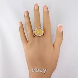 Men's Vintage Estate 14k Yellow Gold Indian Coin 1ctw Diamond Ring