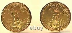 Mens 1987 1/10 Fine Gold 5 Dollar Coin Cufflinks