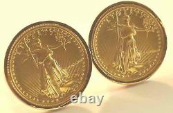 Mens 1987 1/10 Fine Gold 5 Dollar Coin Cufflinks