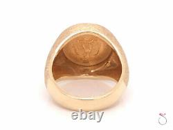Mens Gold 2.50 Mexican Peso Coin Pinky Ring, 14K & 22K Yellow Gold. Size 9