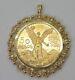 Mexican 50 Peso Gold Coin In Custom Year Charm Pendant 14k Yellow Gold Plated