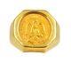 Mexico 1945 $2.5 Pesos. 900 Fine Gold Coin In 14k Yg Octagon Ring Bezel Size 7
