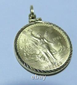Mexico 1981 Mo 1/4 oz. Fine Gold Libertad Onza Coin with 14k Necklace