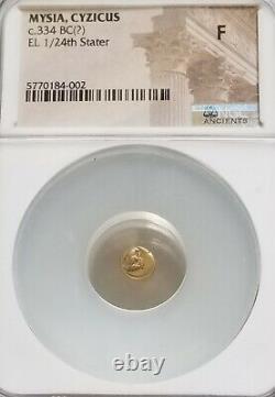 Mysia, Cyzicus 1/24th Stater. NGC Fine Gold Ancient Coin. Tunny