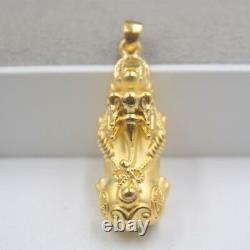 NEW Gift Pure 24K Yellow Gold Pendant Women's Lucky Coin PiXiu Pendant 4013 mm