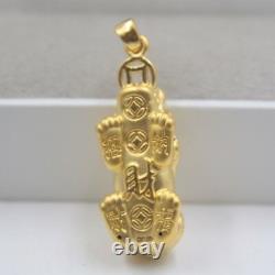 NEW Gift Pure 24K Yellow Gold Pendant Women's Lucky Coin PiXiu Pendant 4013 mm