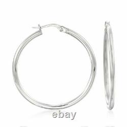 NEW! Roberto Coin 18K White Gold Perfect 35mm Hoop Earrings