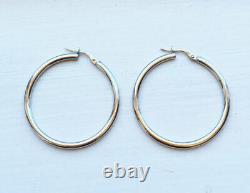 NEW! Roberto Coin 18K White Gold Perfect 35mm Hoop Earrings
