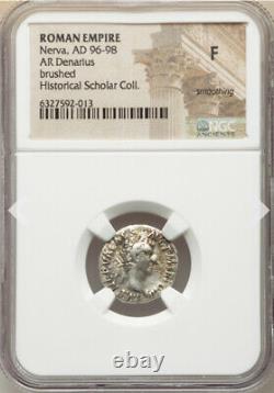 NGC F FINE NERVA 96-98 AD Roman Empire Caesar Denarius Coin, Golden Age Of Rome