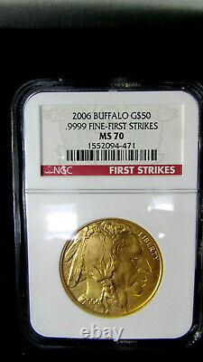 NGC MS70 2006 Buffalo G$50.9999 Fine-First Strikes red label with case