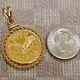 Nos American Gold Bullion 1/10oz 999 Fine Gold Coin Set In 14k Gold Rope Pendant