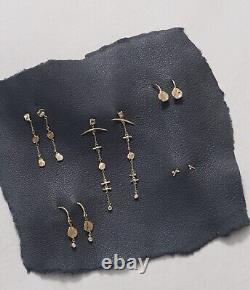 NWT $650 CHAN LUU FINE Tiered 14K Gold Coin & (ethical) Diamond Earrings! Boho