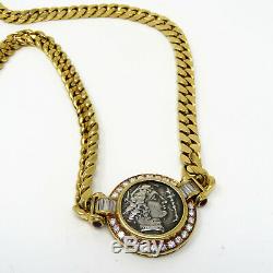 NYJEWEL Bulgari 18k Gold Ancient Coin Diamond Ruby Necklace Original Box
