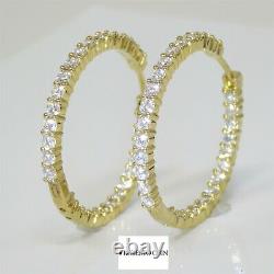 NYJEWEL Roberto Coin 18k Yellow Gold 3.5ct Diamond Inside Out Hoop Earrings