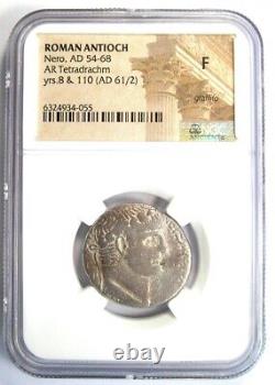 Nero AR Tetradrachm Silver Roman Antioch Coin 54-68 AD Certified NGC Fine