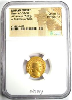 Nero AV Aureus Gold Ancient Roman Coin 54-68 AD. Certified NGC Fine Rare Nero AV Aureus Gold Ancient Roman Coin 54-68 AD. Certified NGC Fine Rare