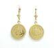 New 14k Yellow Gold Coin Earring Lever Back Fine Gift Jewelry For Women 4.3g