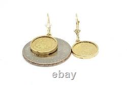 New 14k yellow Gold coin Earring lever Back fine gift jewelry for women 4.3g