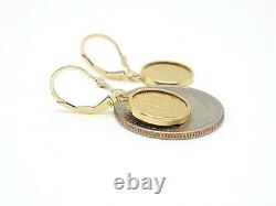 New 14k yellow Gold coin Earring lever Back fine gift jewelry for women 4.3g