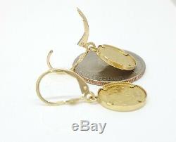 New 14k yellow Gold coin Earring lever Back fine gift jewelry for women 4.3g