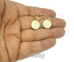 New 14k yellow Gold coin Earring lever Back fine gift jewelry for women 4.3g