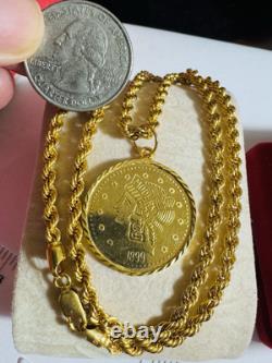 New 22K 916 Real Gold 16 long Women's Coin Set Necklace 10.3g 3.5mm Choker