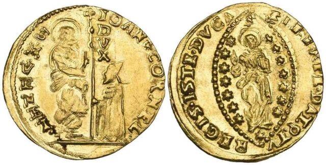 Nice 1709-22 Gold Coin Venice Italy Zecchino Ducat Giovanni Corner Ii Km 481 Xf+