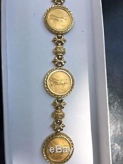 Nice 22k $5 1/10 oz Fine Gold American Eagle Coin Bracelet 14k Yellow Gold