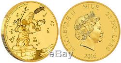 Niue Disney $25 Dollars, 1/4 oz. Fine Gold Coin, 2016, Mickey Concert SN # 0176