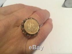 Old Jewelry Ladies 1945 Mexico 2.5 Peso. 900 Fine Gold Coin 14 Kt Ring Sz 7