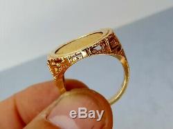 Old Vtg Fine Estate Mens Gent's 14K Yellow Gold 1905 Sovereign Coin Ring Size 10