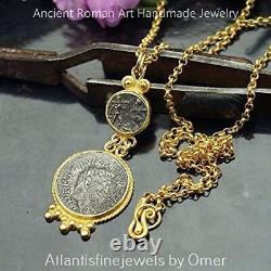 Omer 925 Silver Handmade Blacked Coin Gold Necklace Ancient Artisan Fine Jewelry Omer 925 Silver Handmade Blacked Coin Gold Necklace Ancient Artisan Fine Jewelry