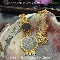 Omer 925 Silver Handmade Blacked Coin Gold Necklace Ancient Artisan Fine Jewelry Omer 925 Silver Handmade Blacked Coin Gold Necklace Ancient Artisan Fine Jewelry
