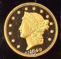 One OUNCE. 999 fine GOLD collector token 1849 Double Eagle proof commemorative