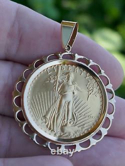 Original 1986 1/2 t-oz Fine Gold American Eagle Coin with14k Gold Bezel 20.4g / tw