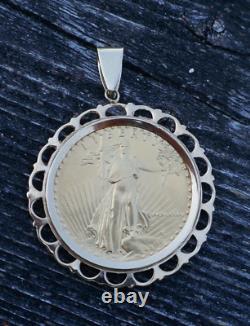 Original 1986 1/2 t-oz Fine Gold American Eagle Coin with14k Gold Bezel 20.4g / tw