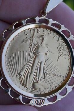 Original 1986 1/2 t-oz Fine Gold American Eagle Coin with14k Gold Bezel 20.4g / tw