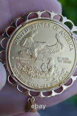 Original 1986 1/2 t-oz Fine Gold American Eagle Coin with14k Gold Bezel 20.4g / tw