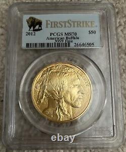 PCGS 2012 First Strike MS70 $50 1 oz OUNCE American Buffalo GOLD COIN. 9999 FINE