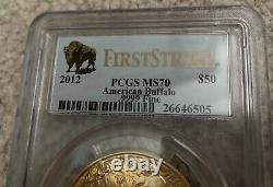 PCGS 2012 First Strike MS70 $50 1 oz OUNCE American Buffalo GOLD COIN. 9999 FINE