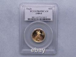 PCGS Certified 1989-P $10 Gold American Eagle Gold Coin PR69DCAM Fine Gold